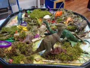 Dinosaurs in the Bunny Room at Nursery Rhymes day Nursery